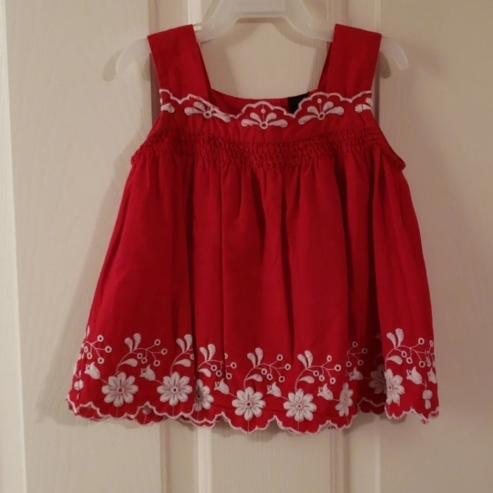 Gap Red and White Floral Top